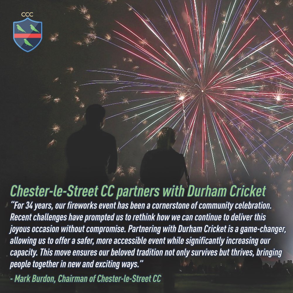 clscricketclub's tweet image. 🚨 Chester-le-Street CC partners with @DurhamCricket to host our annual fireworks display at @RiversideDurham 🎆 

Read the full story here: clscricketclub.co.uk/f/cls-cc-annou…