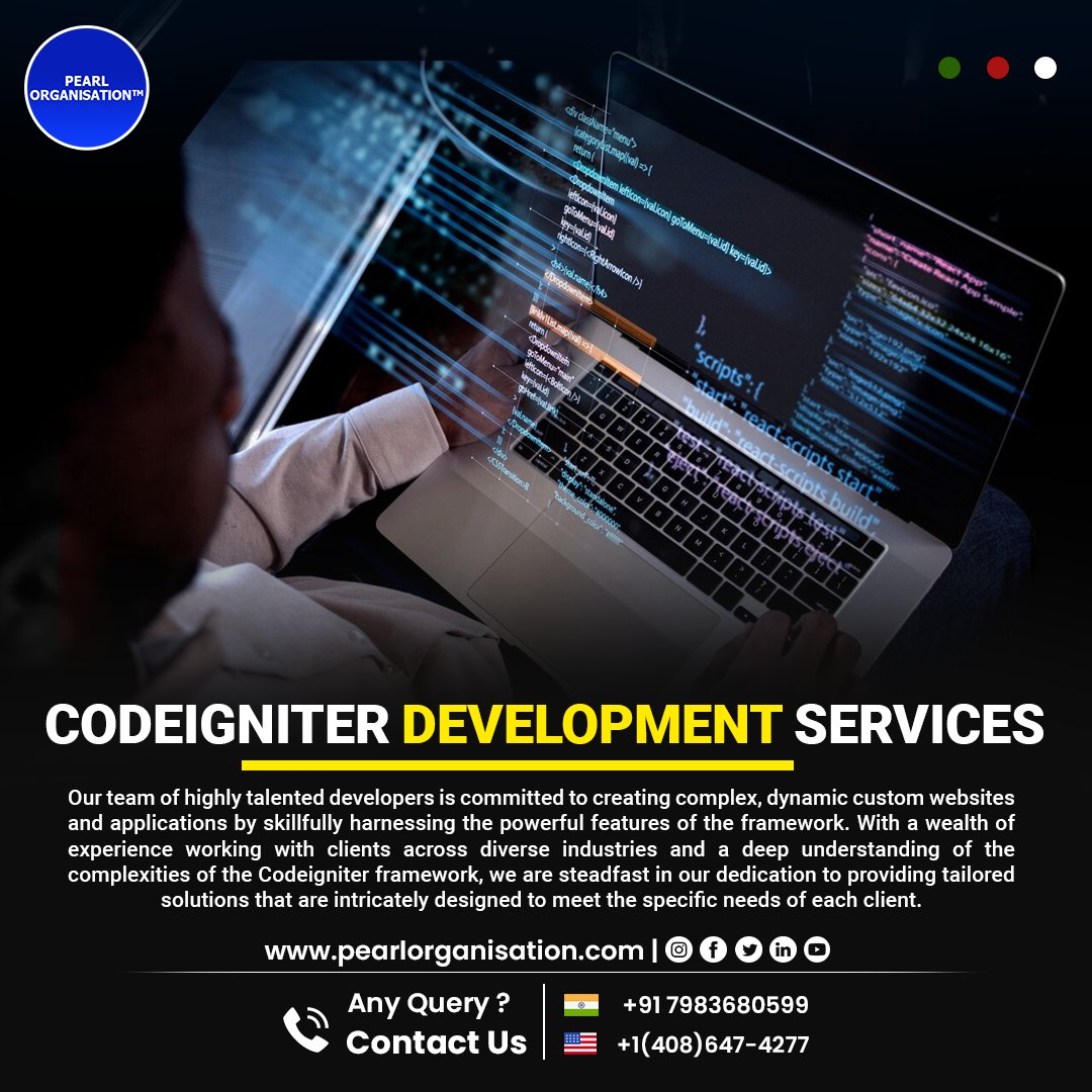 pearlorgs's tweet image. CodeIgniter Development Services:
.
.
pearlorganisation.com
.
.
#ExpertCodeIgniterTeam #BespokeWebDevelopment #SkilledWebEngineers #DynamicWebApps #TailoredWebSolutions #CrossIndustryExpertise #DedicatedClientService #ExpandableWebApps #SoftwareDevelopmentExcellence