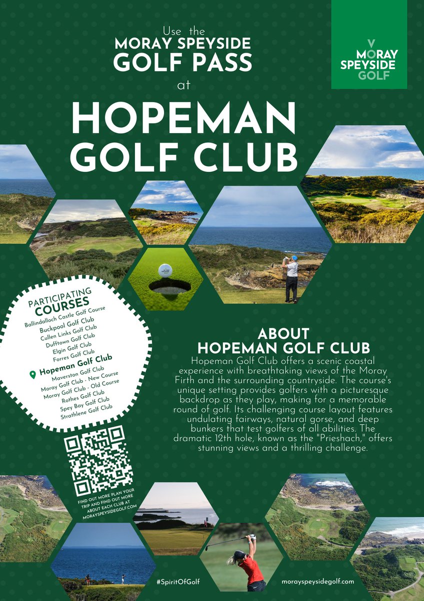 Find out more about the Moray Speyside Golf Pass ⛳💚 #MoraySpeysideGolfPass Take a look at our next participating Golf Course, Hopeman Golf Club 👇 Get your Golf Pass on Friday and find the true #SpiritOfGolf 🏌️ bit.ly/44mYbDj