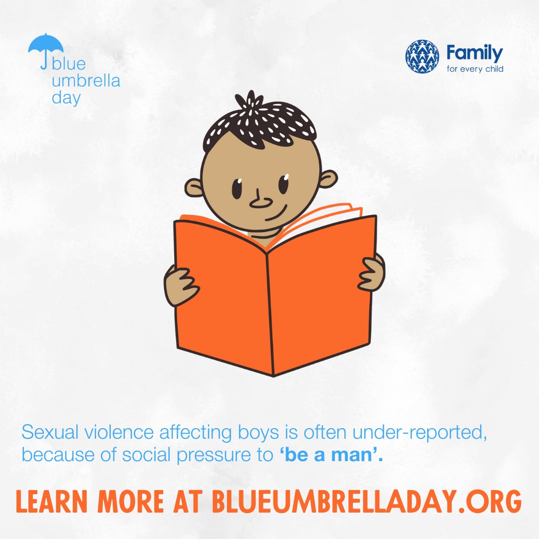 There’s more we can do to prevent and protect boys from sexual violence – both online and offline. ☂️ This #BlueUmbrellaDay, let's challenge existing taboos and harmful social norms around sexual violence and ‘being a man’. 🔗 Find out more: blueumbrelladay.org