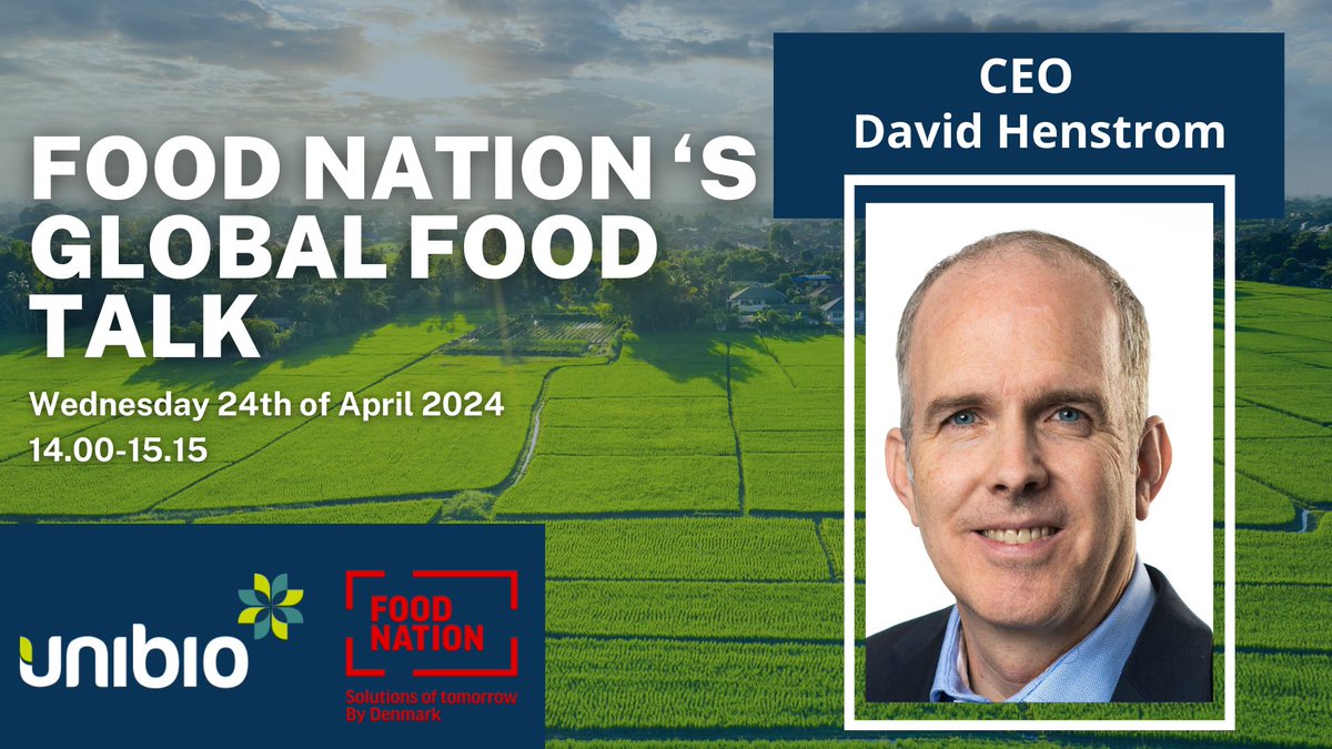 Unibio are pleased to announce that David Henstrom will be attending the Food Nation’s Global Food Talk in Copenhagen on the 24th of April.

This event contributes to important international discussions on the green transition.