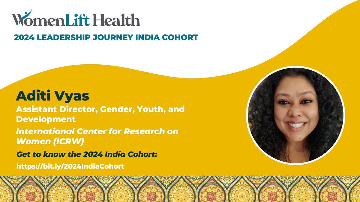 We are thrilled to announce that Aditi Vyas from @ICRWAsia has been selected to participate in the WomenLift Health 2024 India Leadership Journey. 

Learn more: womenlifthealth.org/profile/aditi-…

#ICRW #WomenLiftHealthIndiaLeadershipJourney #2024IndiaLeadershipJourney