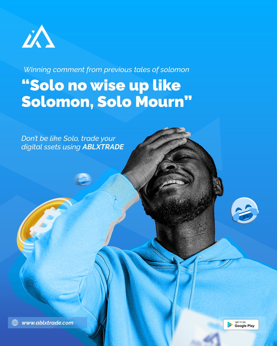 ablxtrade's tweet photo. Solomon traded with Ablxtrade and he no MOURN. Be wise like Solomon make you no MOURN!
ABLXTRADE to the world!
Trade with the best!
#ablxtrade #estherchallange #monday #soloseries #pun #crypto #bitcoin #giftcards #fastpay #sweetrate https://t.co/JHLG6cAMkl