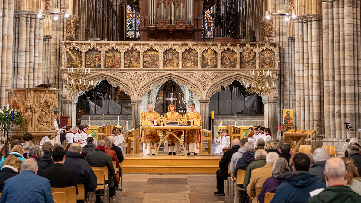 Daily worship with #ExeterCathedral. Tuesday 30 April: 8:15am: Morning Prayer at Exeter Cathedral 8:35am: Eucharist at Exeter Cathedral 9:00am: Morning Prayer on Zoom 5:30pm: Choral Evensong at Exeter Cathedral Full schedule: bit.ly/exeter-worship