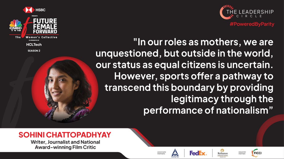 Sohini Chattopadhyay on the importance of sports on CNBC-TV18's Future. Female. Forward - The Leadership Circle  

@HSBC_IN @hcltech @ITCCorpCom @FedExIndia @ficci_india #FutureFemaleForward #Season2 #FutureisHERs #FFFSeason2  #CNBCTV18 #GenderParity #PoweredByParity