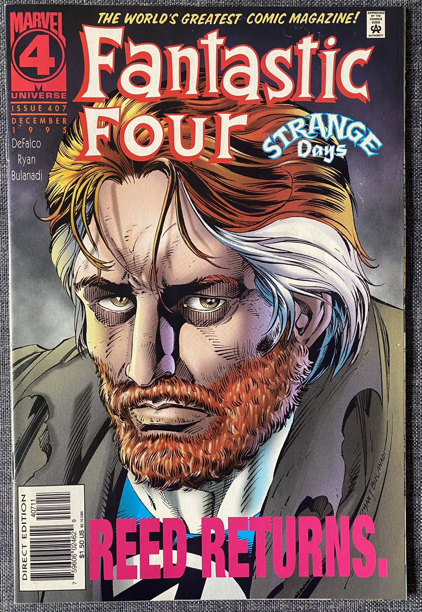 New back issue read! Reed finally returns in Fantastic Four issue 407 by Tom DeFalco, Paul Ryan & Danny Bulanadi #FantasticFour