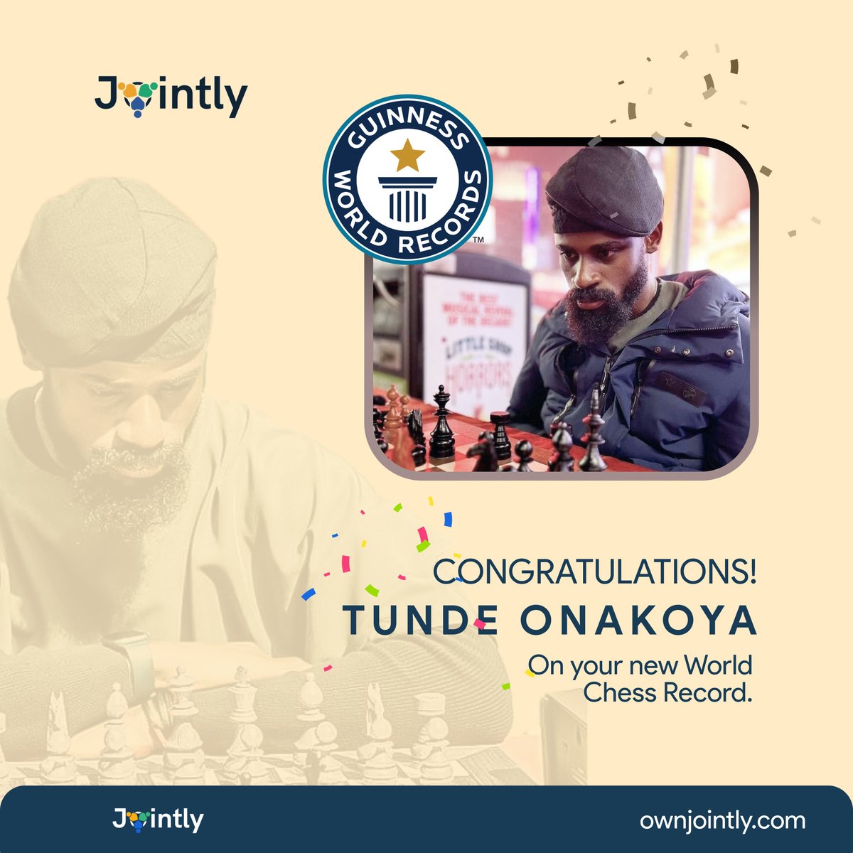 ownjointly's tweet photo. A champion and a record breaker. Congratulations to you Tunde Onakoya for making Nigeria and Africa proud. The Chess record is ours https://t.co/mT0k41wogK