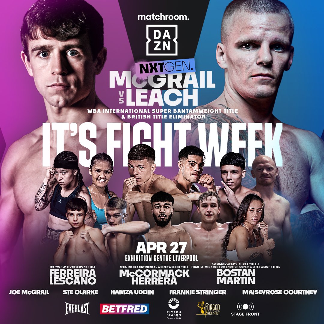 𝗟𝗜𝗩𝗘𝗥𝗣𝗢𝗢𝗟 𝗙𝗜𝗚𝗛𝗧 𝗪𝗘𝗘𝗞 ✨ @peter_mcgrail bounces back in front of a home crowd this Saturday with top prospects and World Title action in support 👊 #McGrailLeach | @yourECL | #NXTGEN