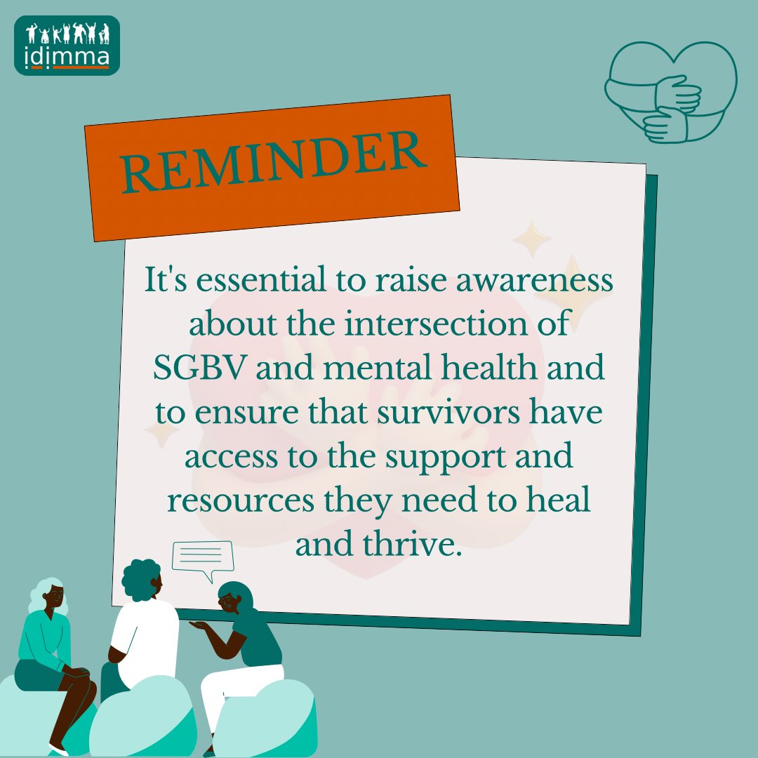 Empowering survivors starts with awareness. Let's shine a light on the crucial intersection of SGBV and mental health, ensuring survivors have the resources to heal and thrive. 

Together, we can make a difference. 💪 

#EndSGBV 
#MentalHealthAwareness
