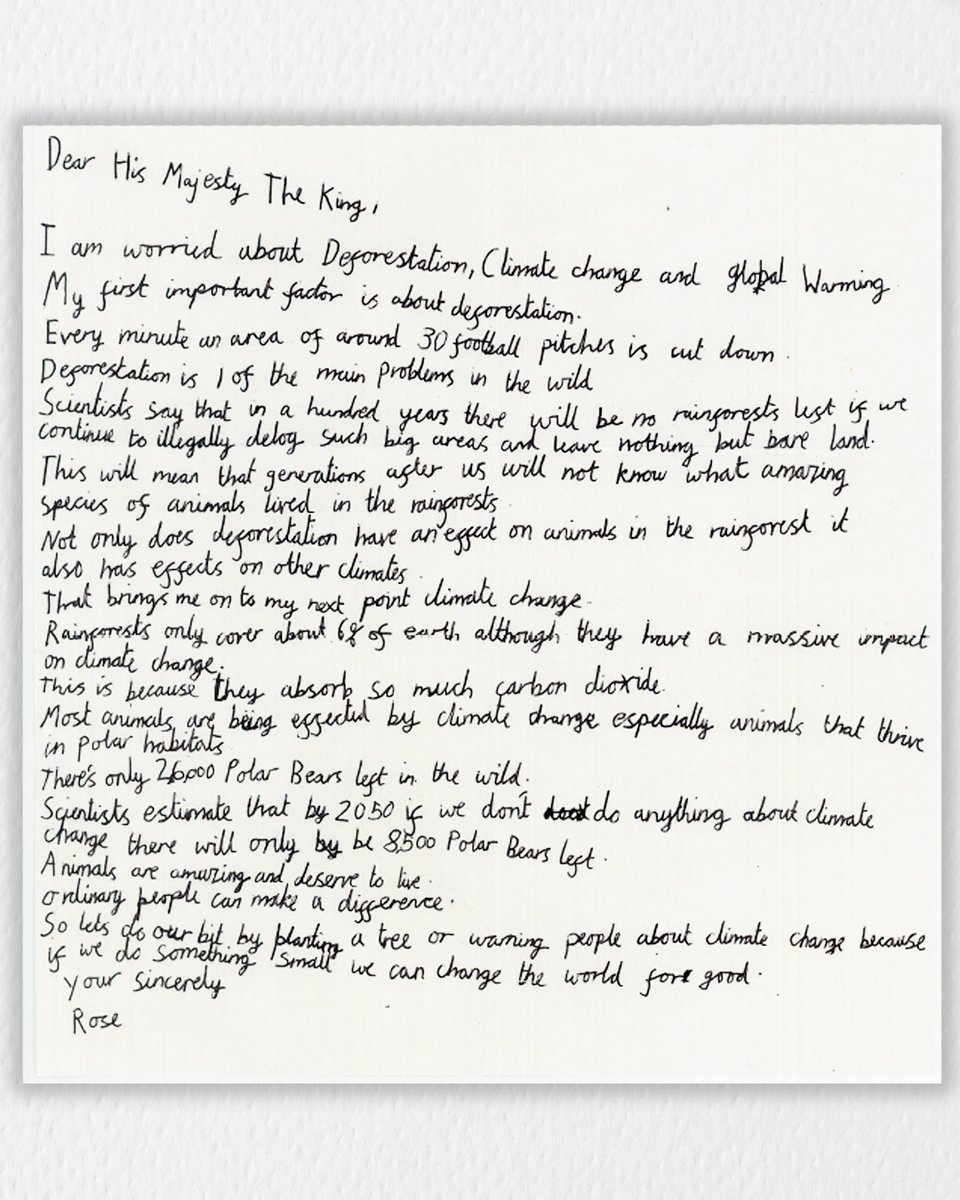 🌎 Each year, The King receives thousands of letters from children and young people who want to get involved in saving our planet. We’d love to hear about what you and your families, friends, colleagues and communities are doing to help combat the damage which plastics are