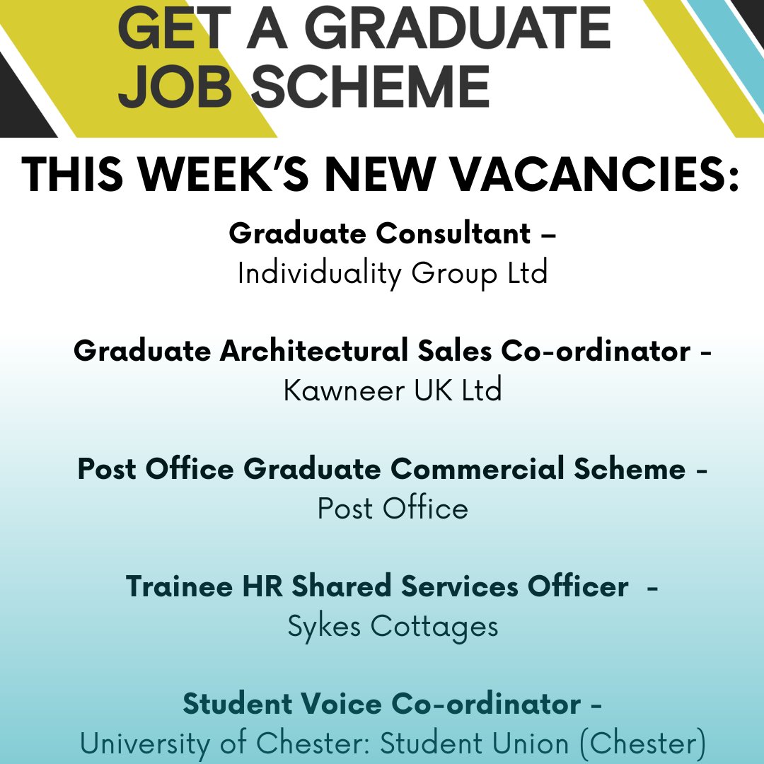 Ta-da! It is that time of the week again - new #graduate jobs to explore. Exciting, local opportunities with Sykes Cottages and our very own SU. Or, head to the big smoke to start a 20 month Graduate Scheme. Take a look: bit.ly/4aNu8aw @ChesterAlumni @uocshoutout