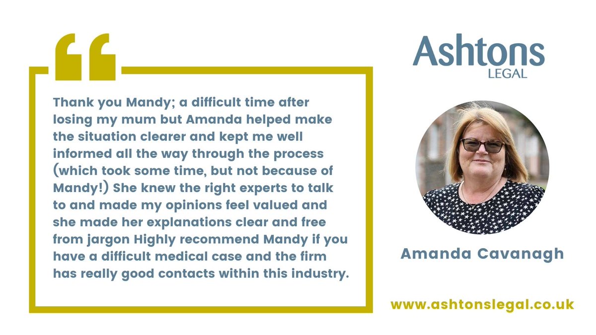 Lovely #feedback for Amanda Cavanagh in our Medical Negligence team. Amanda knew 'the right experts to talk to and made my opinions feel valued.' Find out how our #MedicalNegligence team can assist you: ow.ly/3zAS50RjPKh 1 w