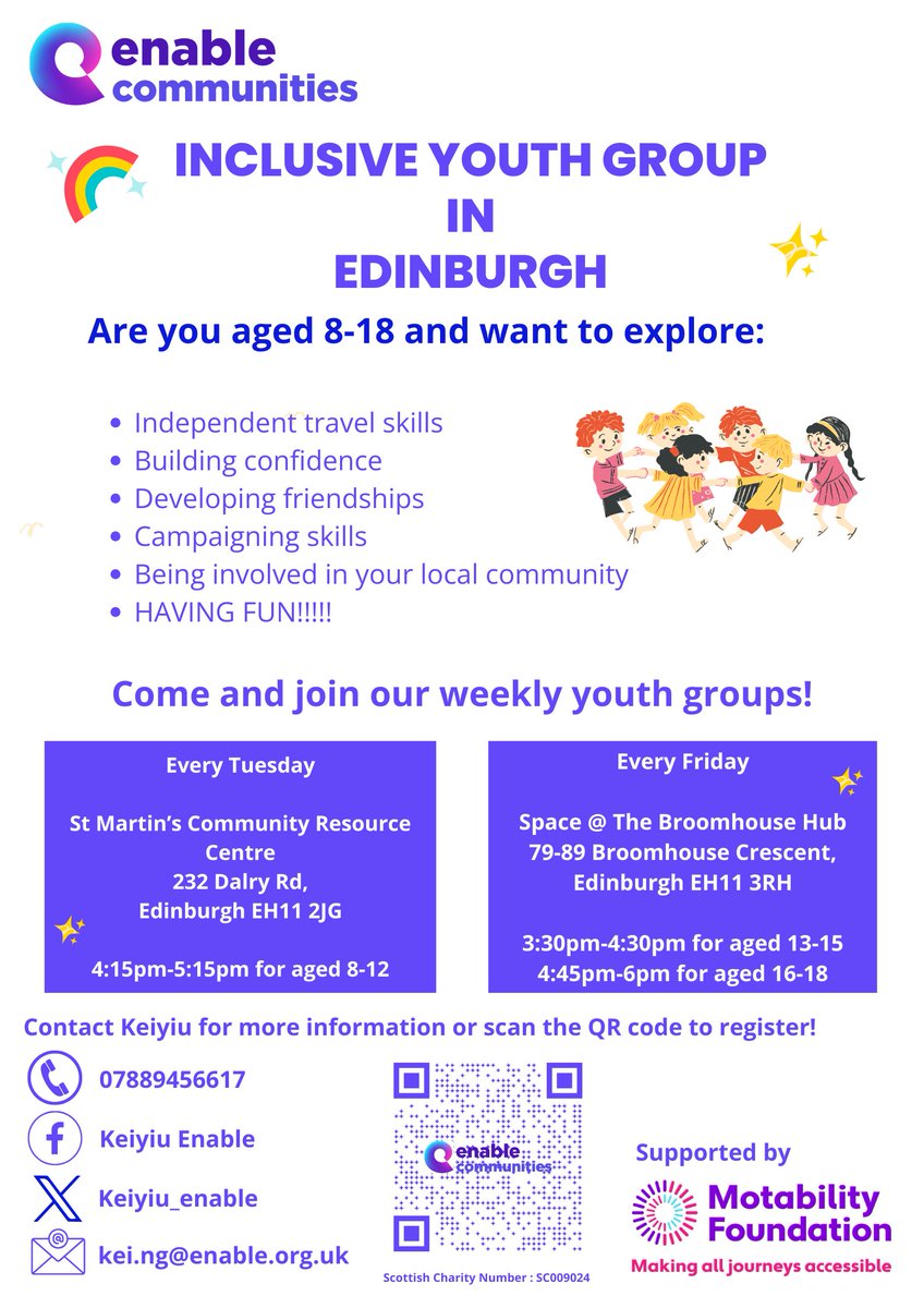 Our youth groups would be in Dalry tomorrow and Friday in Broomhouse! Please register here: forms.office.com/e/Fqr8nqp5WY or drop me a message!

#Enable #youthgroup #Edinburgh