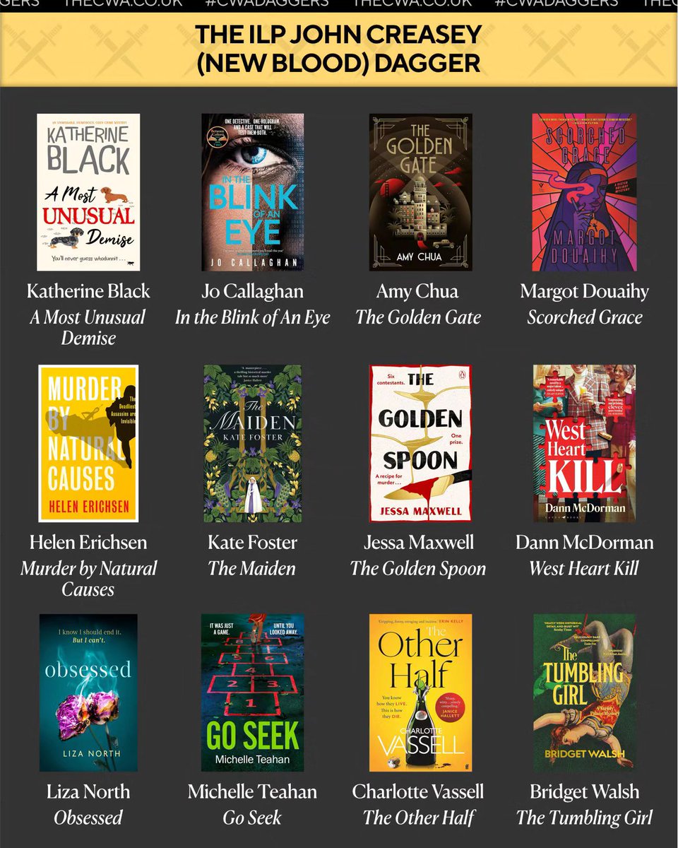 Myself and my team of fantastic judges have been busy reading a LOT of debut crime to arrive at this incredible longlist for the @The_CWA ILP John Creasey (New Blood) Dagger Longlist Congrats to everyone who entered, it was a tough category to judge this year 👏 #BookTwitter