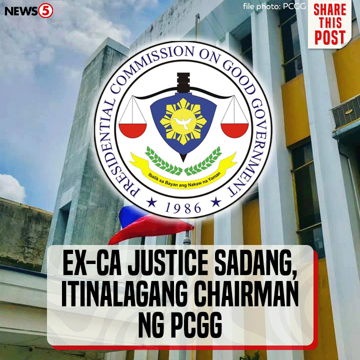 News5PH's tweet photo. Itinalaga ni Pres. Bongbong Marcos ang retiradong Court of Appeals justice na si Melchor Sadang bilang bagong chairperson ng Presidential Commission on Good Government #PCGG, ang opisinang inatasan sa pag-recover sa ill-gotten wealth ng pamilya Marcos. #News5 https://t.co/PJJU0selMC