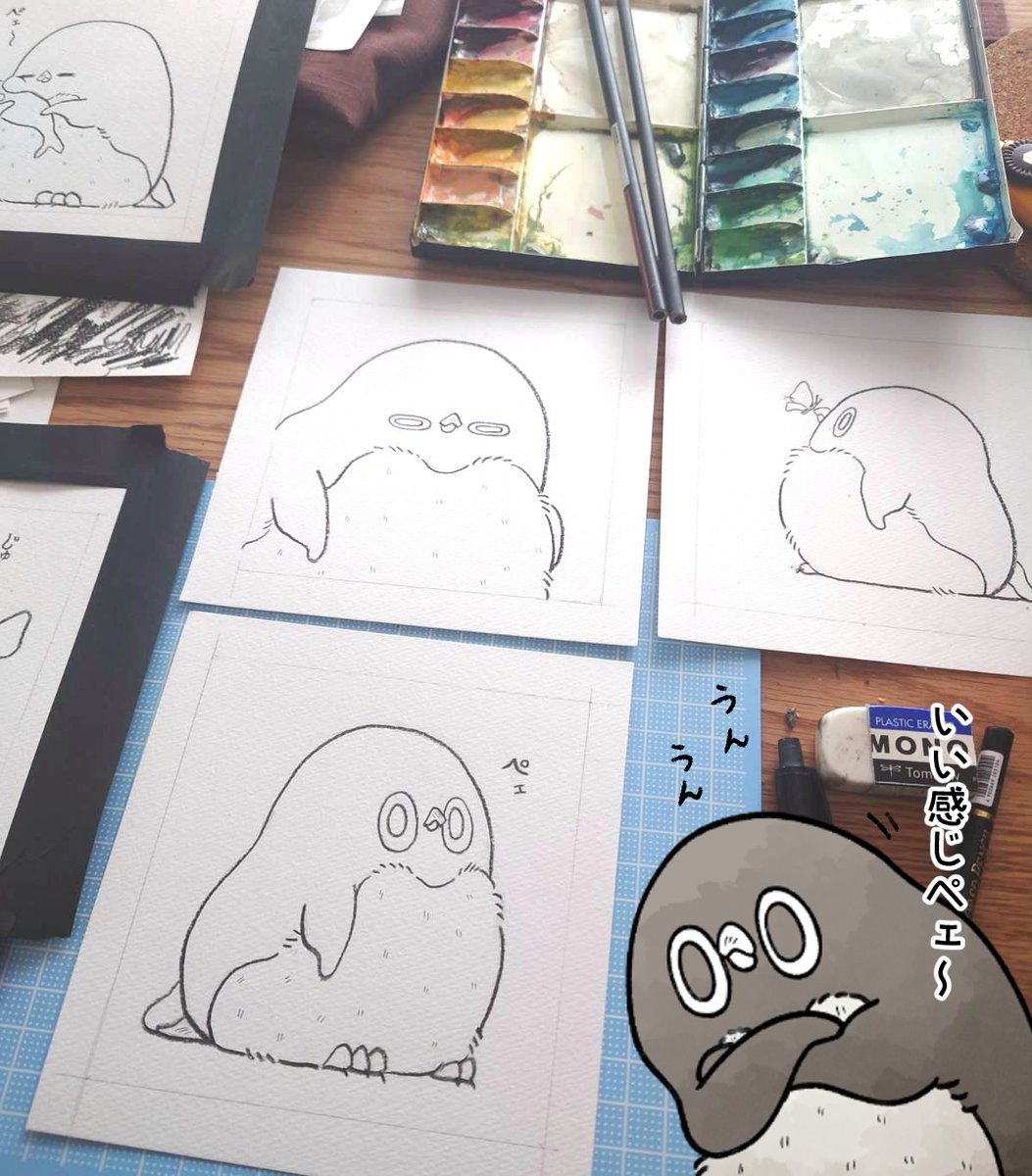 原画の制作風景ペェ 