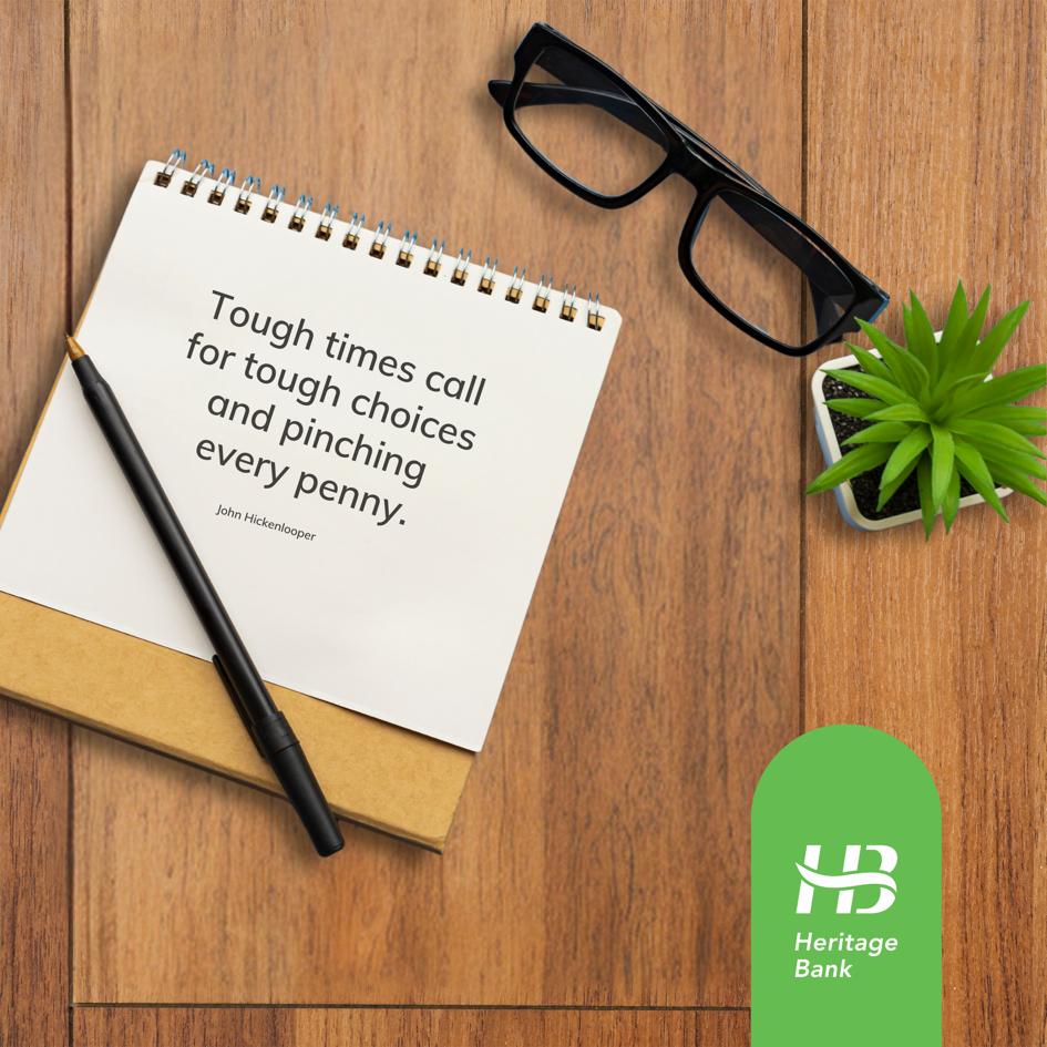 heritagebankplc's tweet photo. Tough times always call for tough  decisions. In circumstances bordering on expenditures, be mindful of every single expense.

#MondayMotivation
#HeritageBank
#YourTimelesswealthPartner https://t.co/dKhgrOwzpL