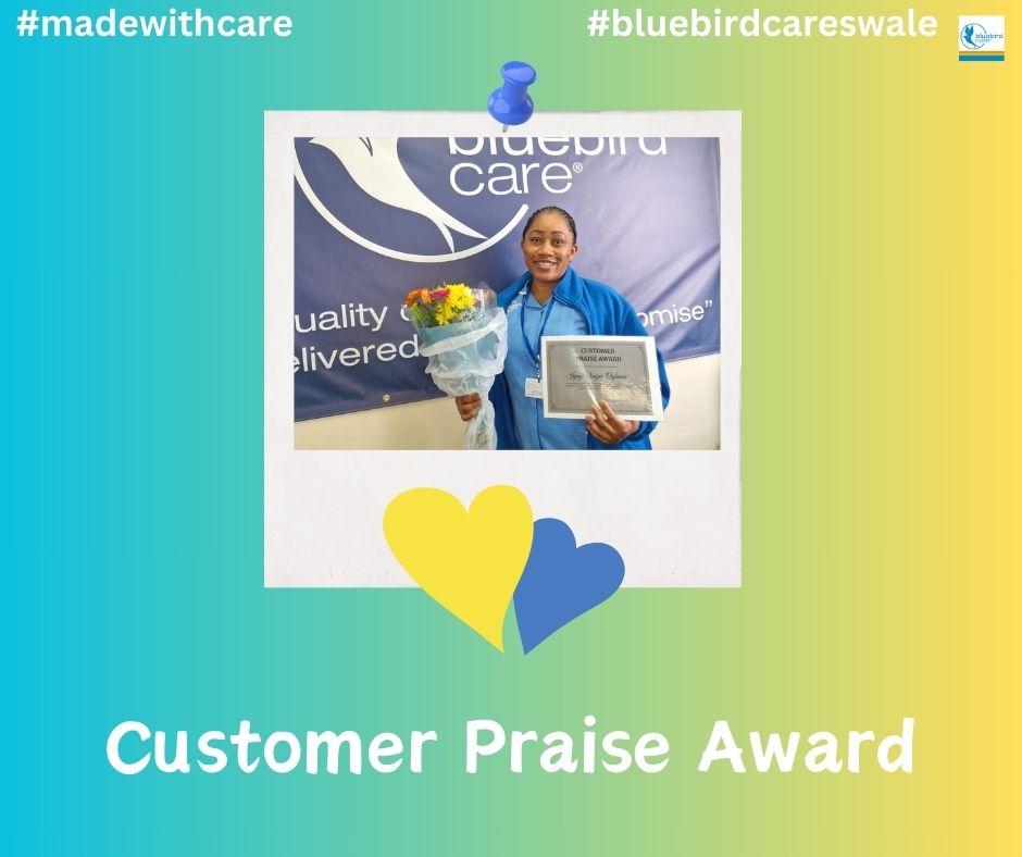 Congratulations to Iyayi who was awarded the customer praise award, we received some lovely feedback from one of our customers saying how wonderful Iyayi is. Great job 📷#madewithcare #lovemyjob #bluebirdcareswale