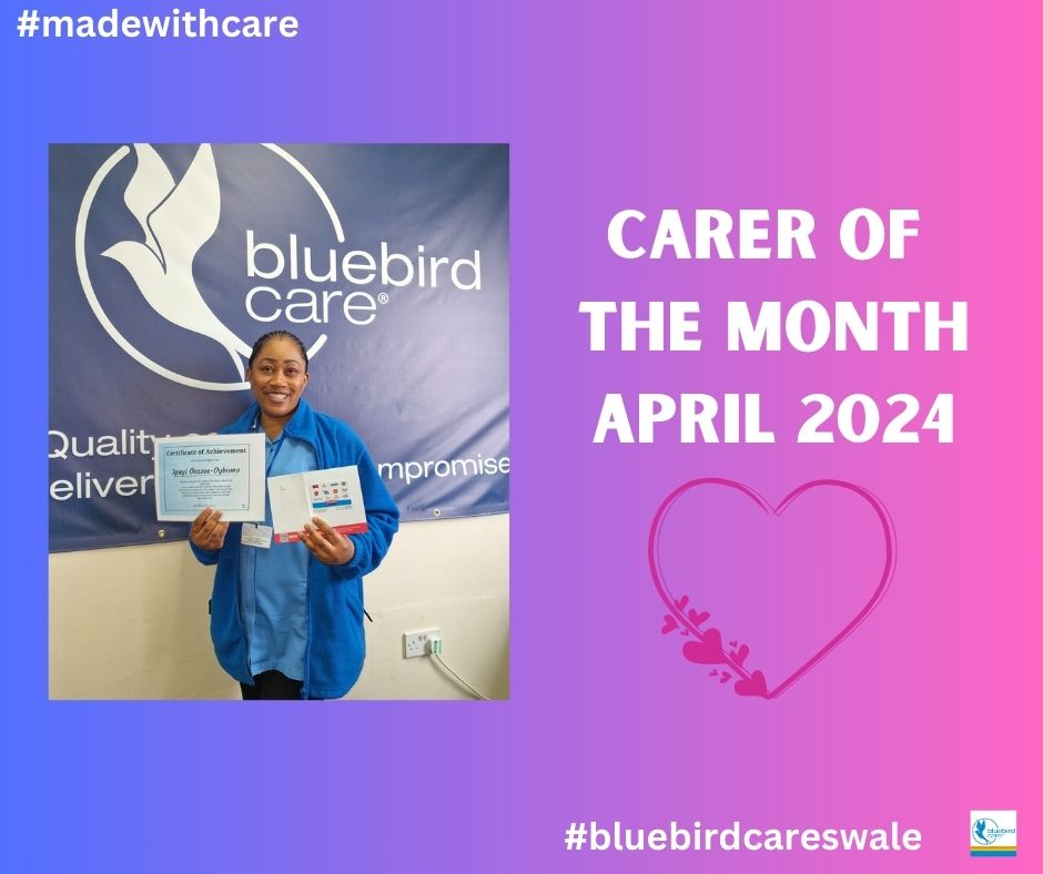 Congratulations to Iyayi who has been awarded carer of the month for April. Iyayi is an amazing carer, who is popular with her customers and colleagues. Well done Iyayi. #madewithcare #workincare #bluebirdcareswale