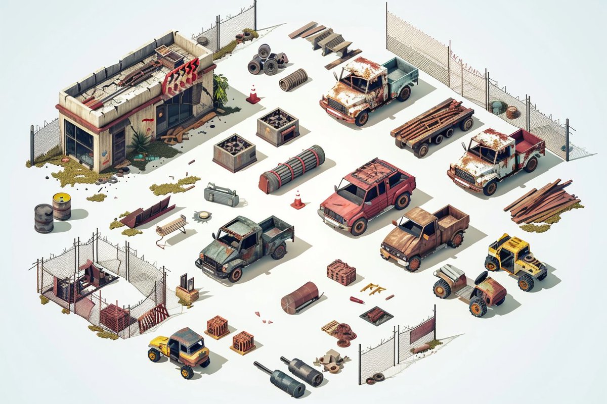 CharaspowerAI's tweet image. 🚨#PromptShare🚨
Let&apos;s dive into a #prompt for game assets in isometric mode, a simple prompt that does the job well for creating environment assets.

Set of isometric [elements descriptions] for game, low poly style, white background, low poly, 3D, high quality, professional…