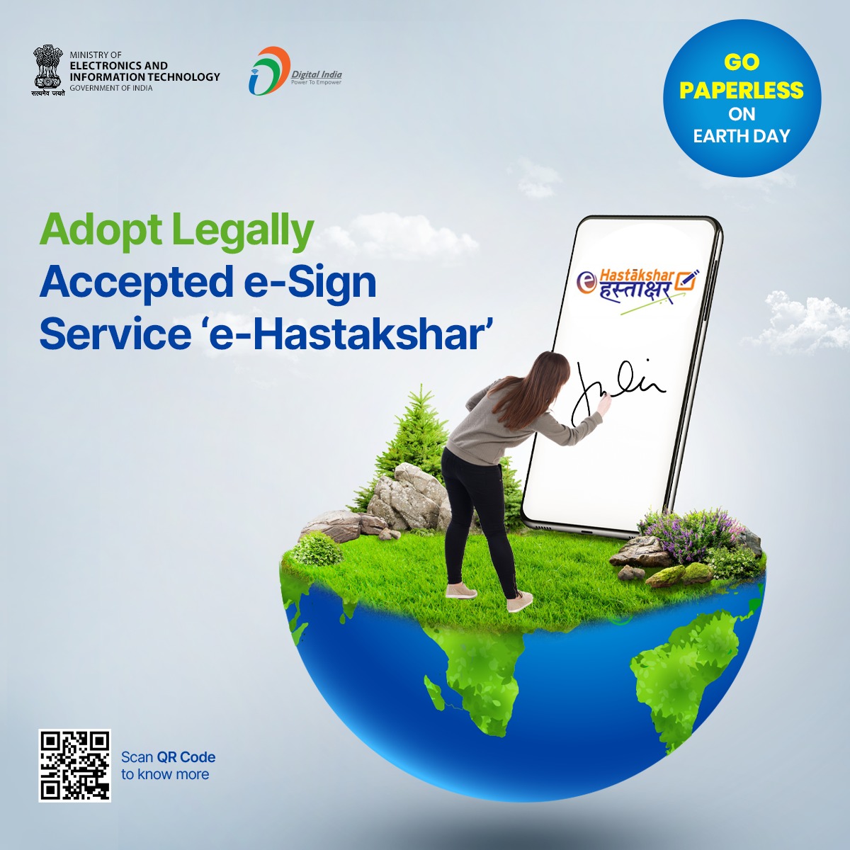 🌎 The eSign service 'e-Hastakshar' offers online service to citizens for instant signing of their documents securely in a legally acceptable form. Visit esign.cdac.in #DigitalIndia #GoPaperlessWithDigitalIndia #EarthDay @cdacindia