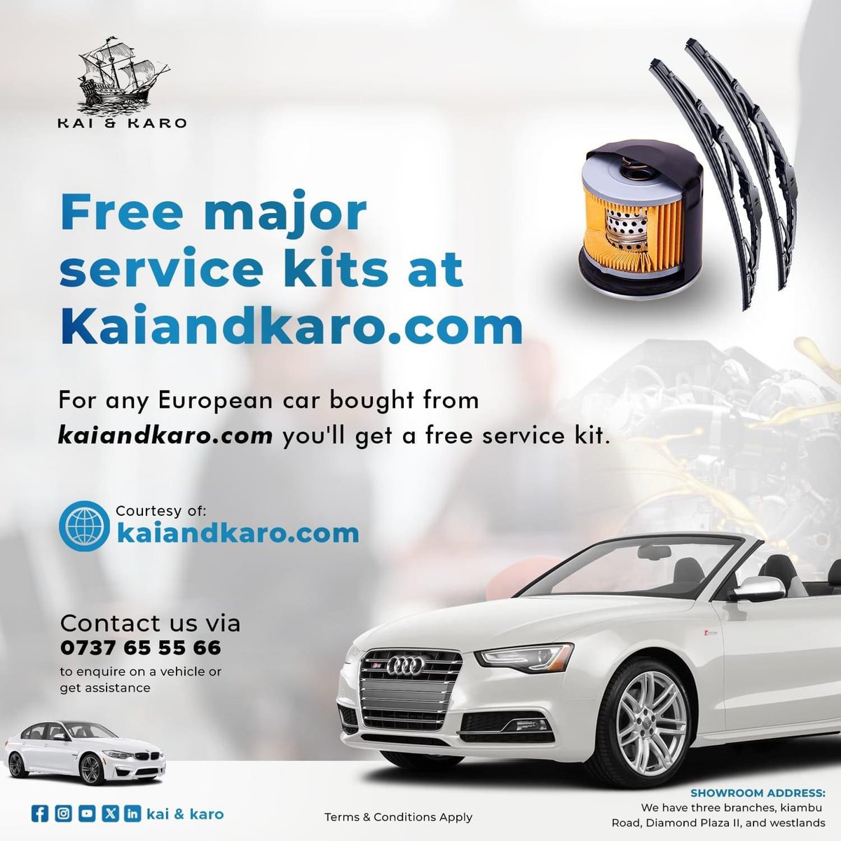 For the next one month, with every purchase of a European car from kaiandkaro.com, you get Free Major service parts kit courtesy of Auto Republik Car Parts LTD ✅️ Visit kaiandkaro.com to view all the European cars we have in stock . Contact us via 0737665566
