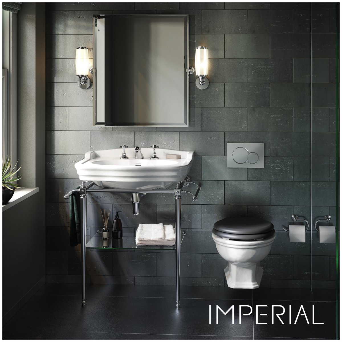 Our chrome Hampton Basin stand for use with the new Regent large basin adds the ultimate finishing touch to a boutique style bathroom #boutique #style #regent #chrome #luxury #imperialbathrooms imperial-bathrooms.co.uk