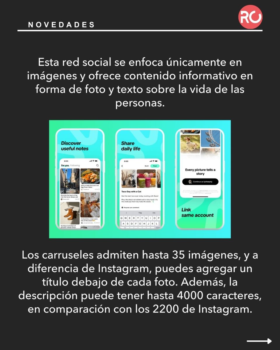 ROIANDCO's tweet photo. 🔥Tras muchos rumores, llega TikTok Notes. La nueva aplicación de ByteDance.
Se trata de una aplicación para compartir fotos y publicaciones que se aleja de la mecánica de los vídeos de corta duración presentes en su aplicación actual.
#TikTokNotes #TikTok #agencia #redessociales https://t.co/u0oQXLHqDC