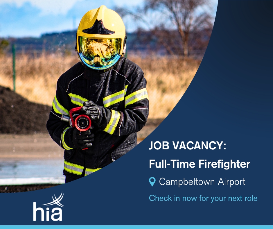 We have an opportunity to join us as a Firefighter in our Campbeltown Airport Fire Service. 
 
For more information , check out our Careers webpage: hial.co.uk/apply. Closing date for applications is 12 May 2024. 
 
#Recruitment #Jobs #Campbeltown #Firefighter #Aviation
