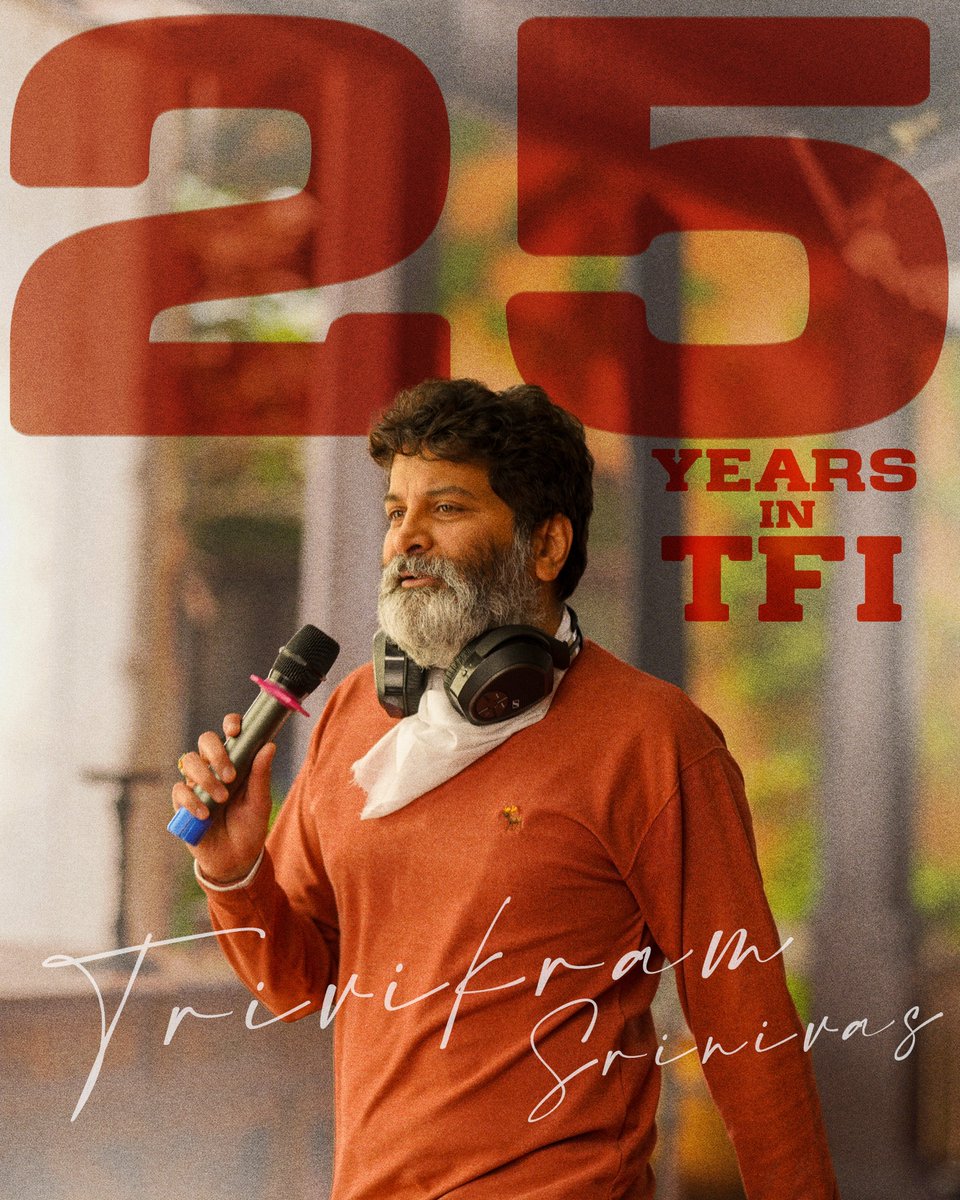 The impact he created over the past 25 years with his films, words and characters is unimaginable. One of the greatest writers and directors of Telugu Cinema, #25YearsofTrvikram! ❤️ Thank you for existing and being the reason for our existence, our Darling Director #Trivikram…