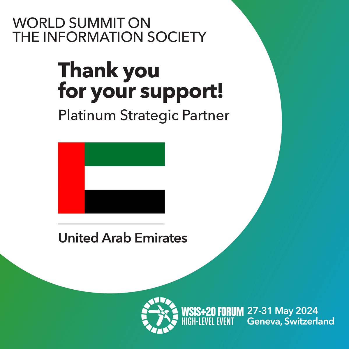 📣 PARTNERSHIP ANNOUNCEMENT! Thank you, @tdrauae for your continuous support to the #WSISprocess! Join us at the WSIS Forum, register NOW at: wsis.org/forum #partnership #UAE #TDRA #events #itu #digital #sdgs