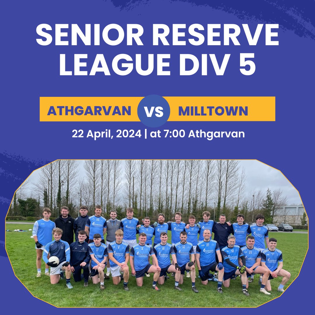 Our Senior Reserves begin their 2024 League tonight with a home game v Milltown.
Please try and come out and support your team.

If you can't make it we will have live updates on <a href="/WhatstheScor/">Whats The Scór</a>