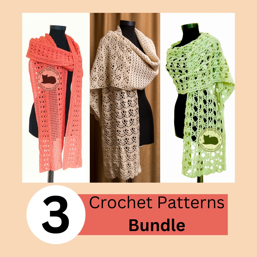 etsy.com/listing/156054… Crochet Patterns Bundle | Scarf Crochet Patterns | Crochet Shawl | long Wide Shawl | Instant Download | PDF Patterns 1010A, 1034, 1039 #etsy #gift #etsyshop #firsttmaster #LA #MHHSBD #crochet #yarn #usa #tutorial #handmade #sale #bundle #pattern #shawl