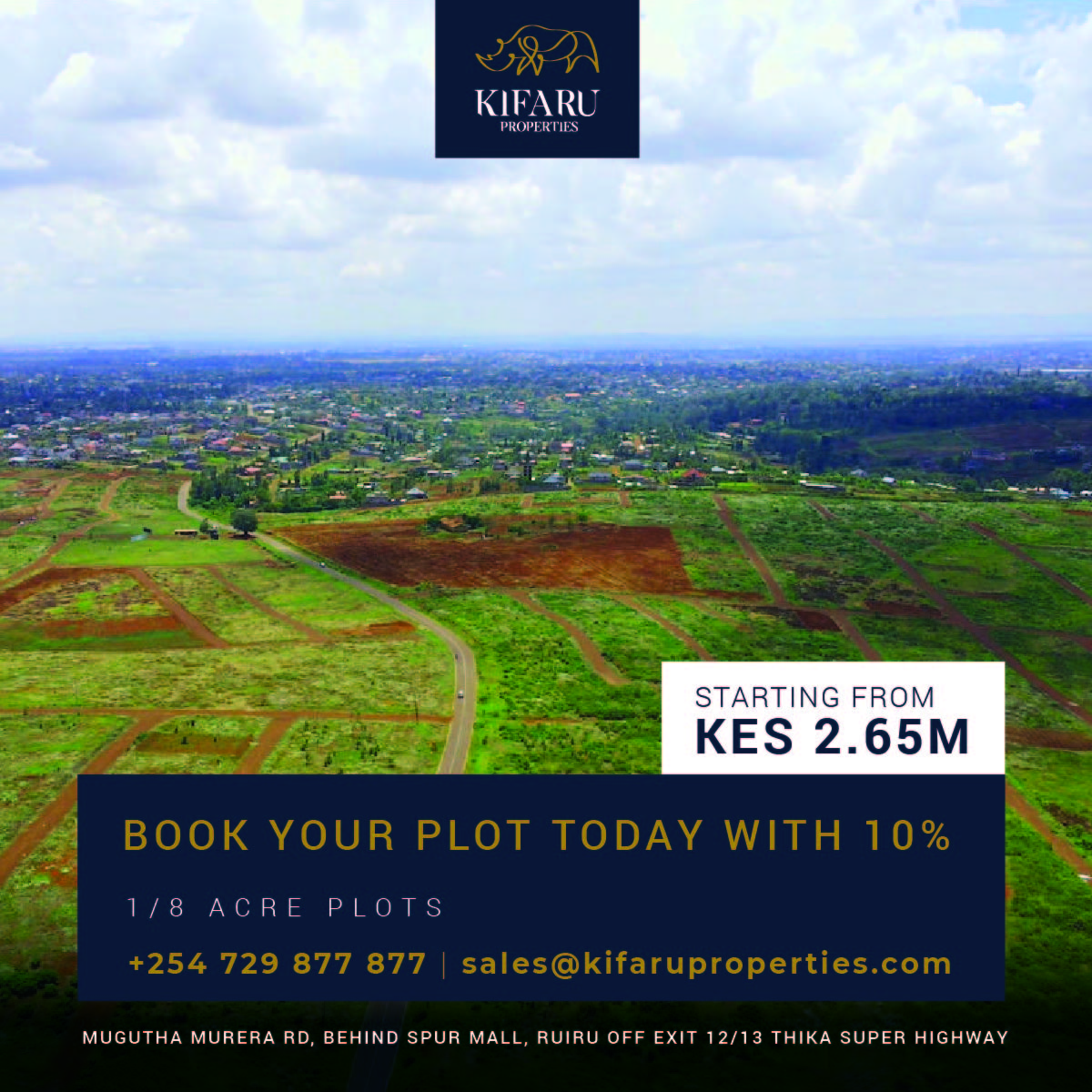 Take the first step towards your dream home. Book now with 10%!

Call us on 0729877877 for more details.

#kifaruproperties #Ruiru #ResidentialPlots #primeplots #investinland #investinyourfuture