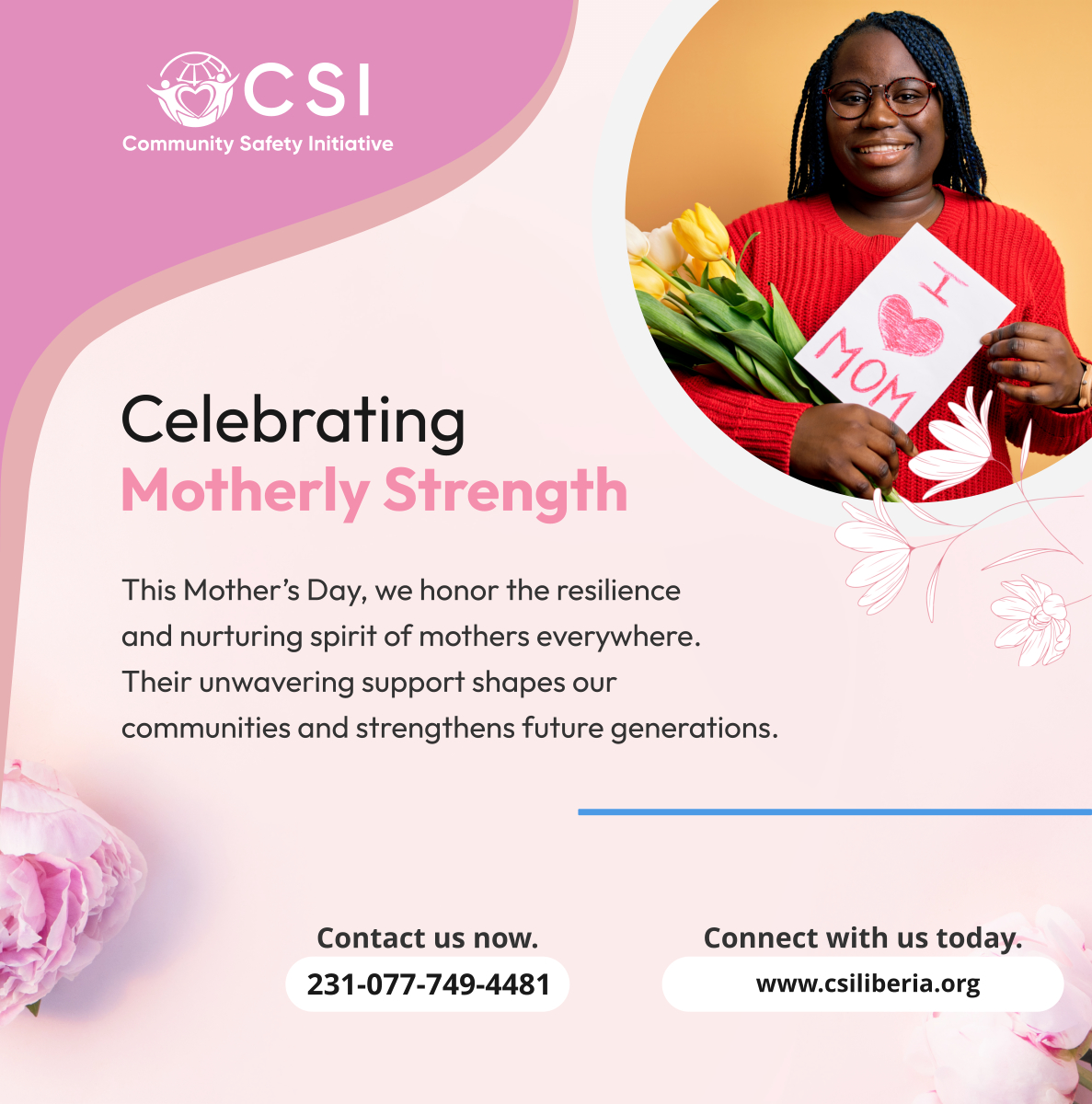 csiliberia's tweet photo. Today, we celebrate the incredible impact of mothers. Their guidance and love foster growth and compassion in our societies. Let's cherish and support every mother’s role today and every day. 

#MothersDay #CelebrateMoms #CommunityStrength https://t.co/KbNIqFRvJw