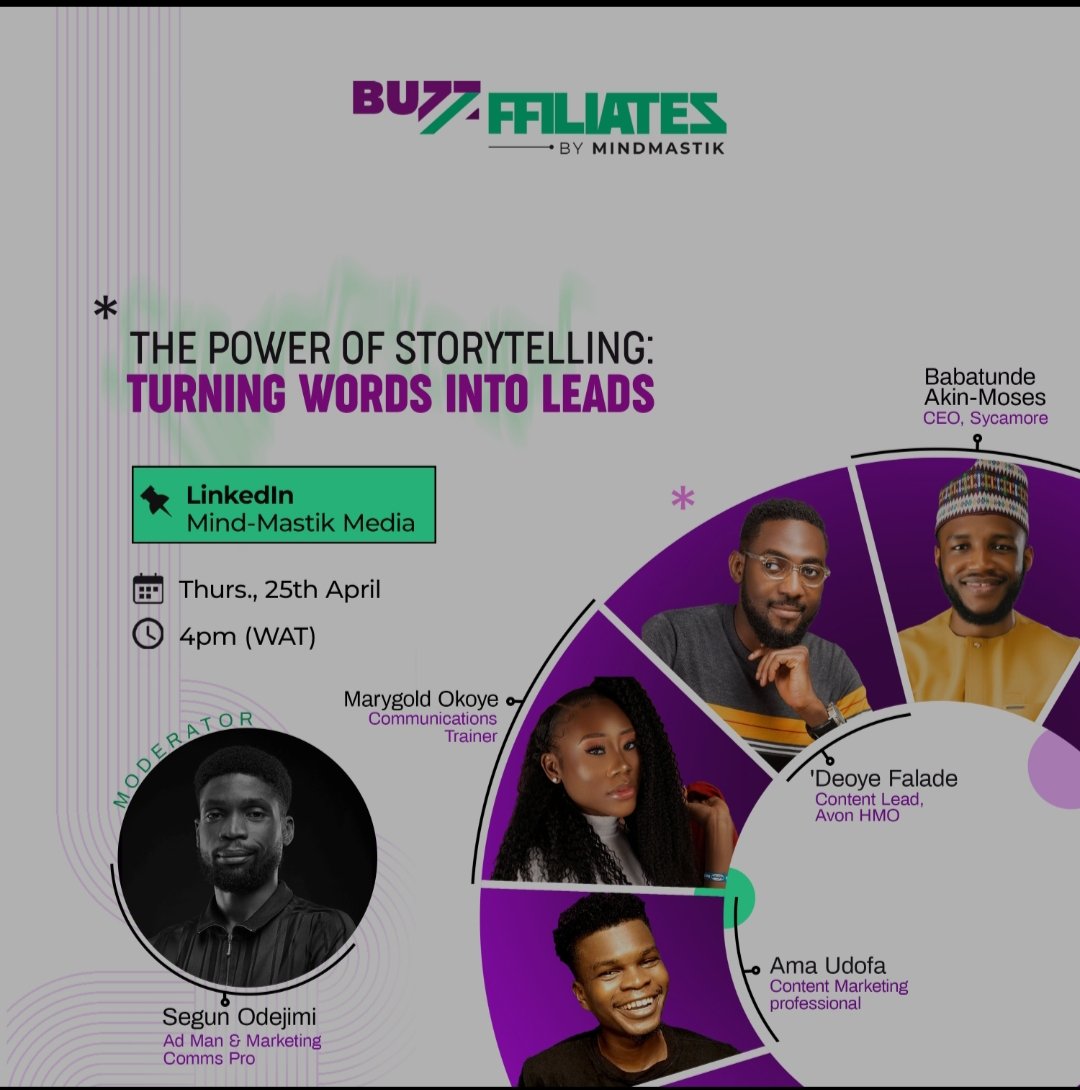 Some of the brilliant minds in content creation, marketing and brand building are discussing storytelling this Thursday, 25th April. Come join the conversation on LinkedIn. I'll be moderating, don't break. linkedin.com/events/thepowe…