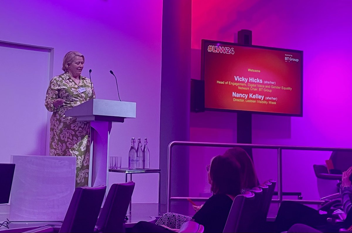 Nancy Kelley opens the conference today. More than 1 in 10 LBQ+, trans &amp; nb women feel unsafe in the workplace according to new research. We still have much to do. #LVW24