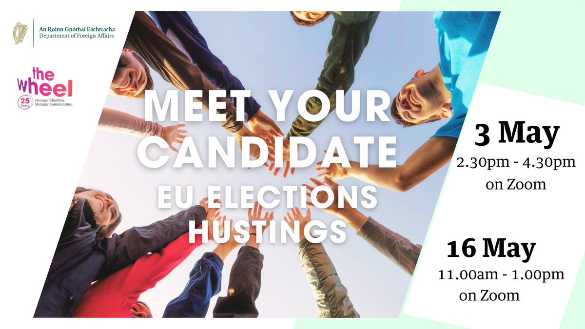 🤨Learn more about your 🇪🇺🇮🇪MEP candidates & how they will support the community and voluntary sector #EUelections2024 #useyourvote 📢Join us online & raise your communities’ priorities! 💻3 May 👉wheel.ie/training/2024/… 💻16 May 👉wheel.ie/training/2024/…