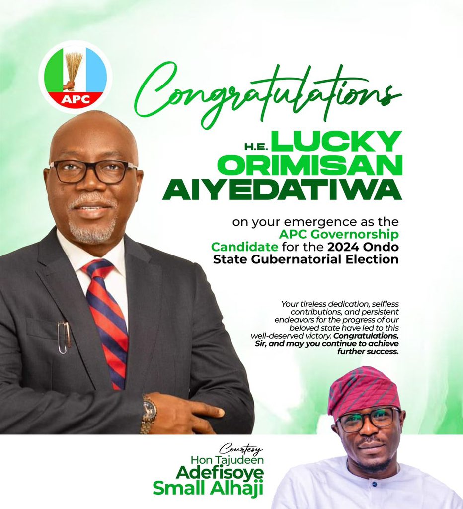 Congrats My Governor @LuckyAiyedatiwa ✅🇳🇬