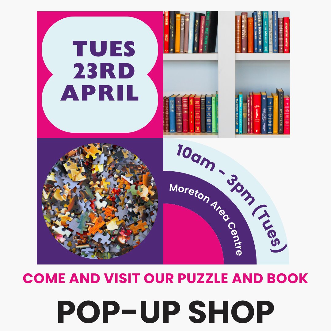 Need a new book for holiday? A puzzle to keep busy in bad weather? Or a game to play with family on a bank holiday? Come along to our Book, Puzzle and Game sale for a bargain. 

 #BookSale #PuzzleFun #GameNight #BookLovers #ReadingTime