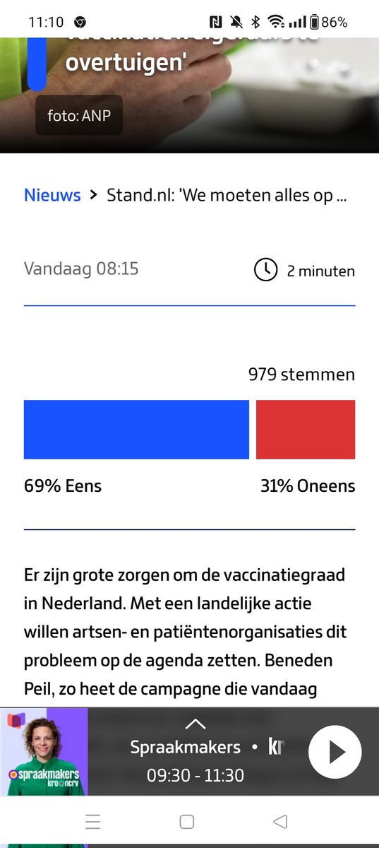 WendyWeel's tweet photo. Poll 📊
#Standnl: 'We moeten alles op alles zetten om #vaccinatieweigeraars te overtuigen'
https://t.co/9lk5RdaYC5 https://t.co/oA6oCe8sRp