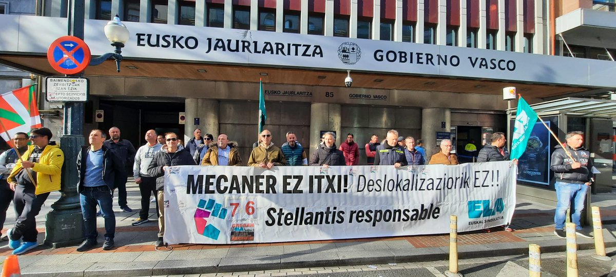 DIA 7️⃣6️⃣ #Huelgaindefinida
(#Grebamugagabea) De @ELAsindikatua-#Mecaner.

#Lunes exigimos a la #InspecciondeTrabajo del @Gob_eus que presente un informe desfavorable a este #ERE, por qué @Stellantis no tiene causas para el cierre de #Mecaner. 

📢#𝙈𝙚𝙘𝙖𝙣𝙚𝙧𝙀𝙯𝙄𝙩𝙭𝙞‼️