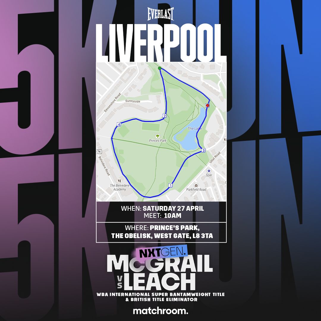 Join us in Liverpool on Friday for the official #McGrailLeach weigh-in and on Saturday morning for the #FightDay5k 👊 ⚖️ The Shankly Hotel, 1pm 🏃 Princes Park Gate W, 10am