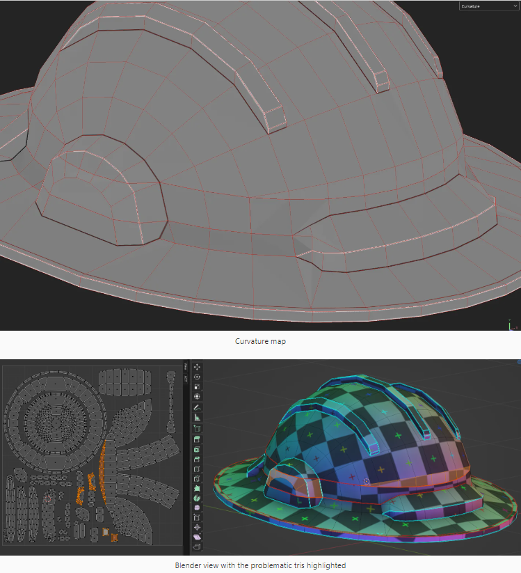 AnomalousBob's tweet photo. @YourFriendZeal I didn't suffer from the exact same issue, mine was on the Edge map and it was more on the individual tris but I think both of our cases are related to the topology in general, I was suggested to just edit the map or the processor themselves, it's something that just happens ig https://t.co/fANRe1OW1I