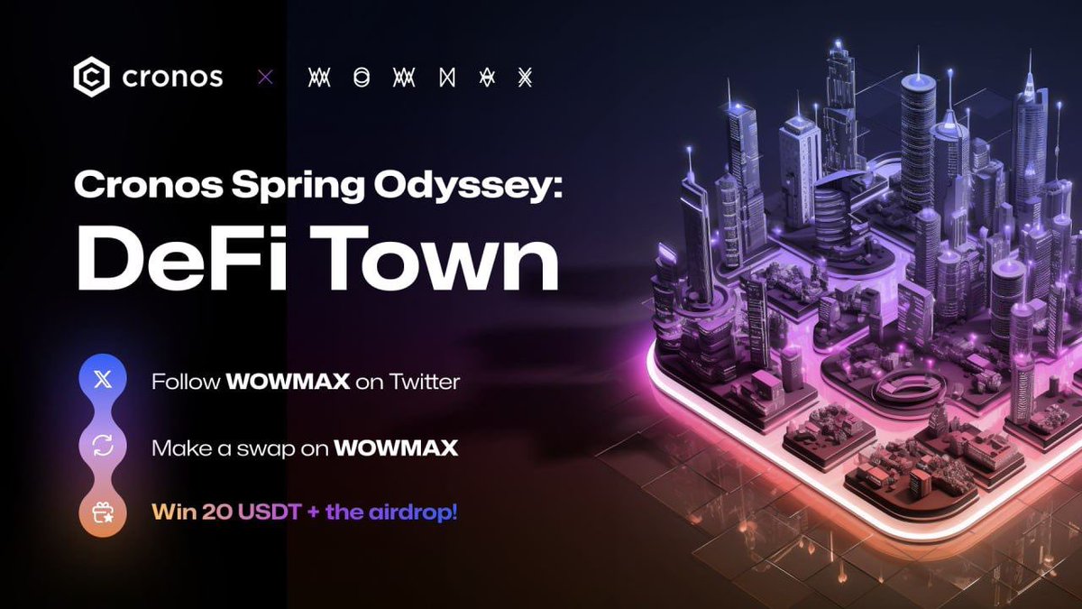 WowmaxExchange's tweet photo. 🚀 Join WOWMAX Cronos Spring $1,000 Trading Campaign!  

🌟 Swap on @WowmaxExchange and win 20 USDT + an exclusive airdrop!

👉 How to enter:
1️⃣ Join now! https://t.co/r4Gt5uoi8R

2️⃣Follow @WowmaxExchange on X

3️⃣Make a swap on WOWMAX Exchange on @cronosapp - https://t.co/cqiGaAHiIv

🗓️ April 22 - May 1

#CronosChain #Cronos #Partnership #Airdrop #crofam 
#Web3 #DeFI