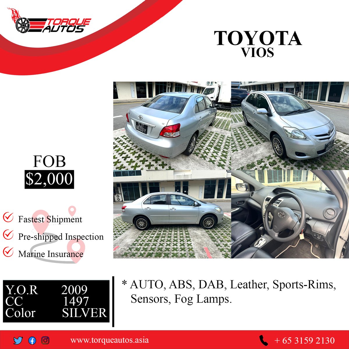 TOYOTA VIOS
1.5L VVT-i 16 Valves Inline DOHC Engine
107BHP
Very Fuel Efficient
Smooth Auto-Trans
ABS
SRS-DAB
Sports Rims
Leather Seats
Knockdown Rear Seats
Sensors
Retractable and Indicating Side Mirrors #TorqueAutos #Toyota #VIOS #sedan #CarsForSale #familycar #sale #vioscar