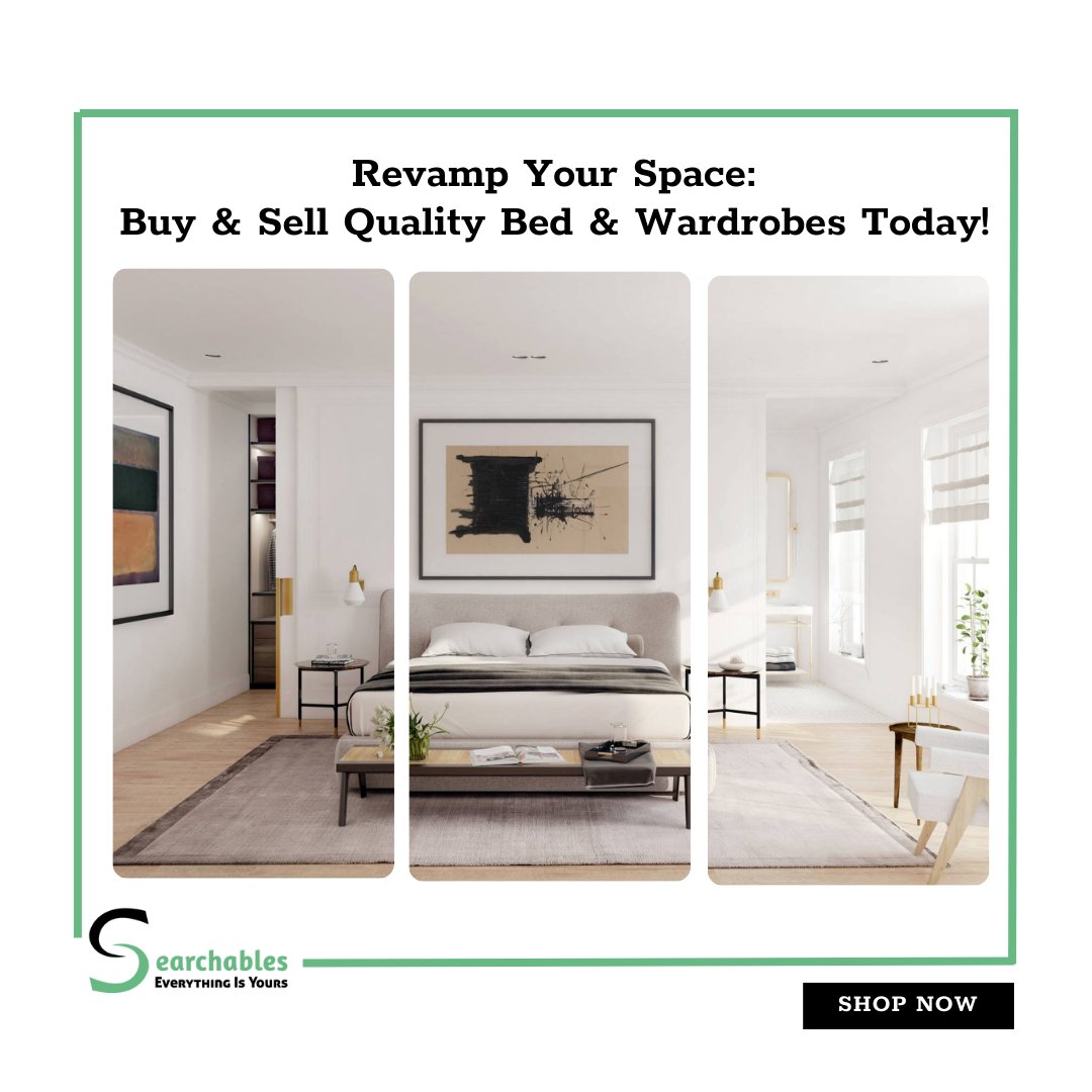 Transform your space with top-notch beds and wardrobes!🛏️✨Buy and sell quality furniture today #searchables
.
Register here: searchables.io/signup
.
#RevampYourSpace #QualityFurniture #wardrobes #BedroomUpgrade #InteriorDesign #FurnitureForSale