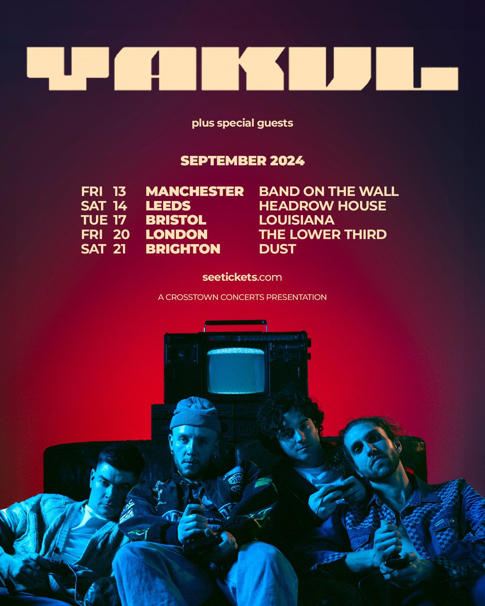 🚨UK TOUR ON SALE NOW 🚨

Super pumped to be heading out on the road later this year to celebrate our second album release ‘Gravity Pulls You Home’ ☄️ We had the best time on our last run, can’t wait to play to you all again. Grab tickets now 🎟️

crosstownconcerts.seetickets.com/tour/yakul