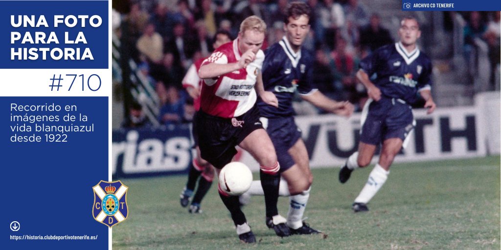 El 19/11/1996, @CDTOficial y @Feyenoord empatan sin goles en la ida de los octavos de final de la #CopadelaUEFA. El partido permite la vuelta al #HRL del neerlandés @RonaldKoeman (leyenda del @FCBarcelona_es), que en #Unafotoparalahistoria disputa el balón con Kodro

#HistoriaCDT