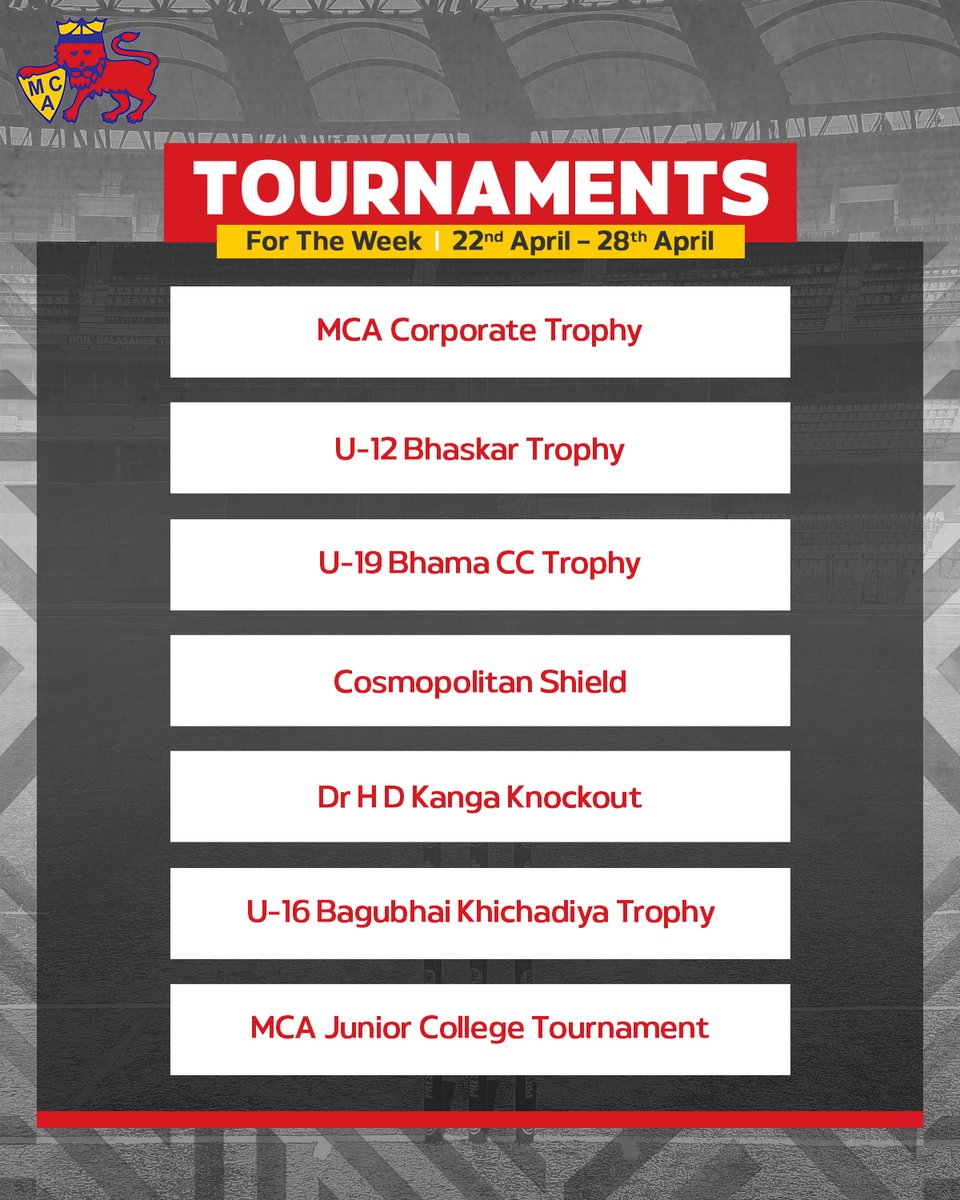 Cricket never stops in Mumbai 🤩 Let's have a look at the tournaments taking place across the city this week! 👀 #MCA #Mumbai #Cricket #IndianCricket #BCCI